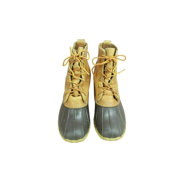 LL Bean Brown Leather Lace Up Round Toe Insulated Ankle Duck Boots Size 6 M - Picture 5 of 10